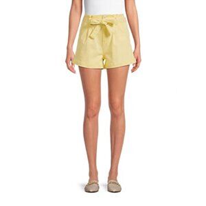 No Boundaries Junior's Yellow Paper Bag Shorts - Large